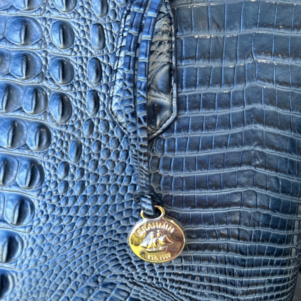 Elegant Blue Crocodile-Embossed Tote Bag - Picture 3 of 6